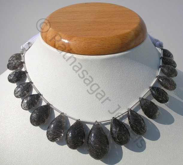 Black Rutilated Quartz gemstone beads